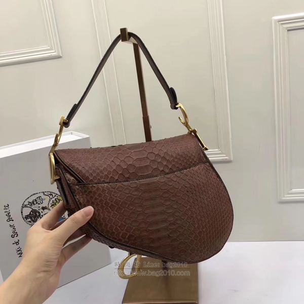 Dior包 Dior saddle頂級蟒蛇皮系列 迪奧馬鞍包 Dior斜挎小包 大號M9001  Dyd1003